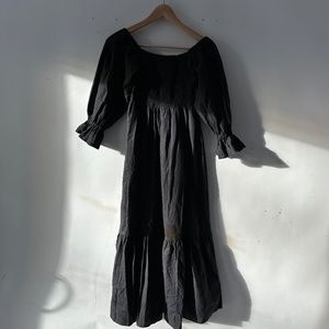 Bali Lane Almeria Linen Midi Dress,  Small / Black